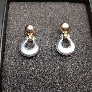 Korea Marked Two-Tone Elegant Earrings